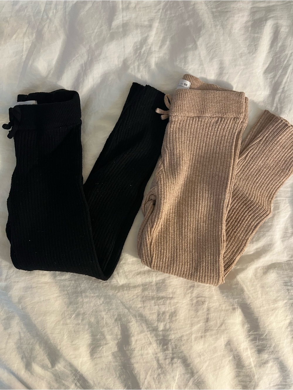 Zara Kids Ribbed Knit Bottoms - Black & Tan, sz 8